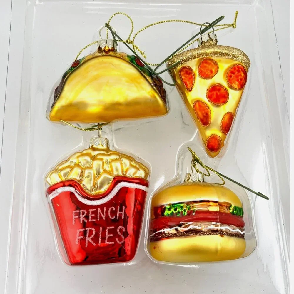2018 Target Wondershop 4 Christmas Ornaments Fast Food Pizza Taco Fries Burger